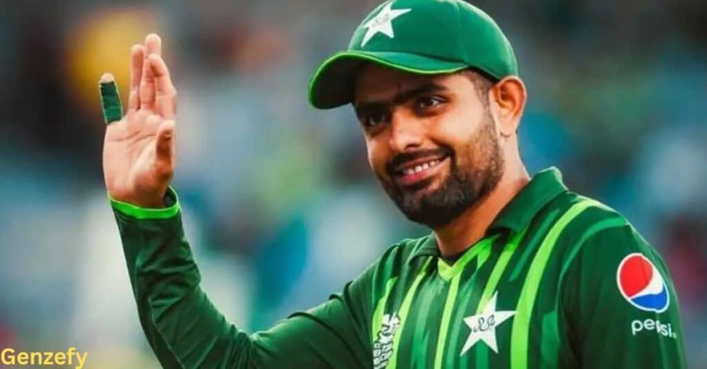 Babar Azam, the captain of the Pakistan cricket team, celebrated for his skillful batting and strategic leadership.