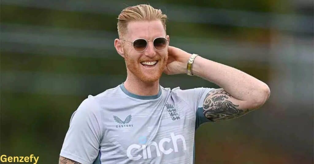 Ben Strokes wearing sunglasses, showcasing a tattoo on his arm.